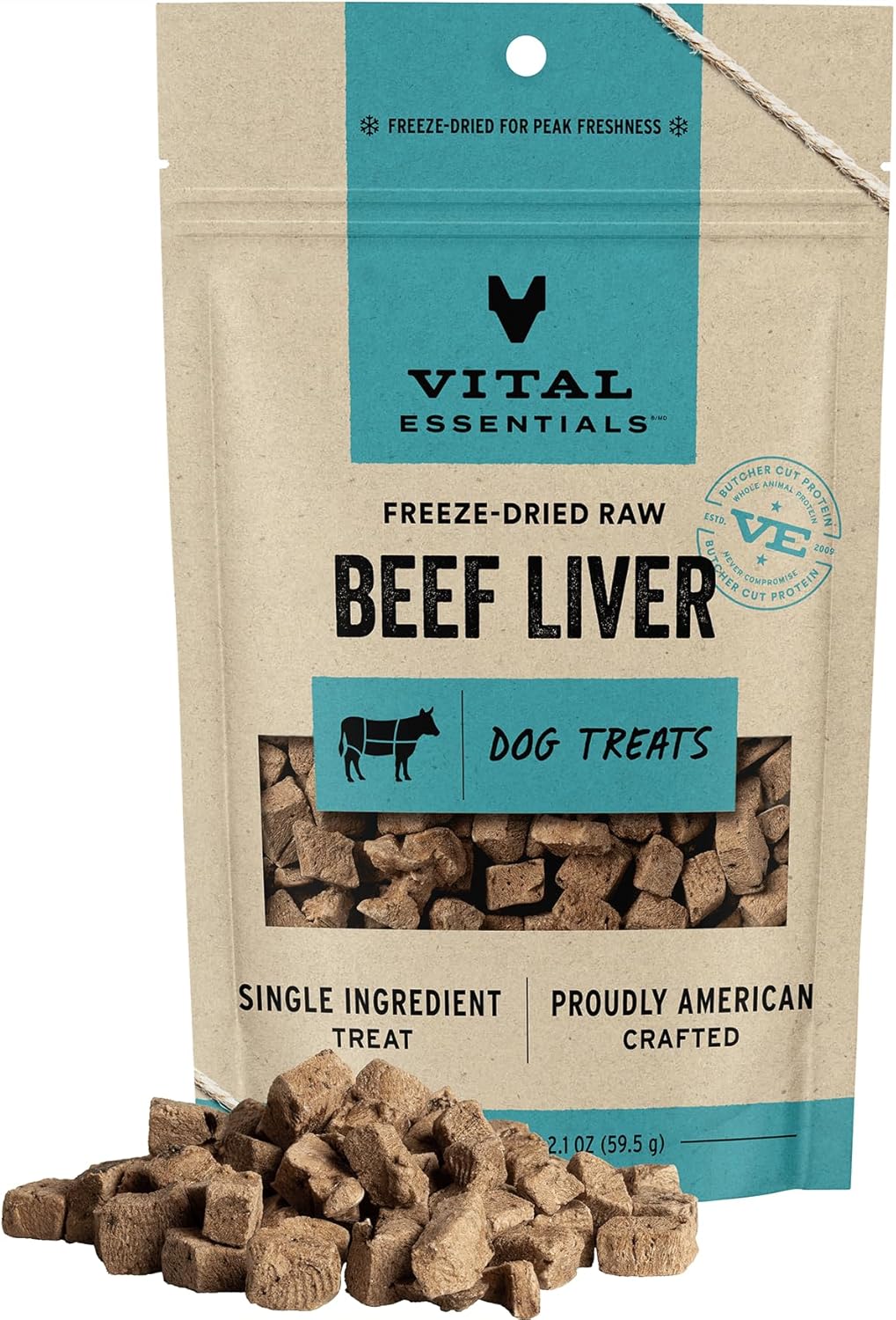 Vital Essentials Freeze Dried Raw Single Ingredient Dog Treats, Beef Liver