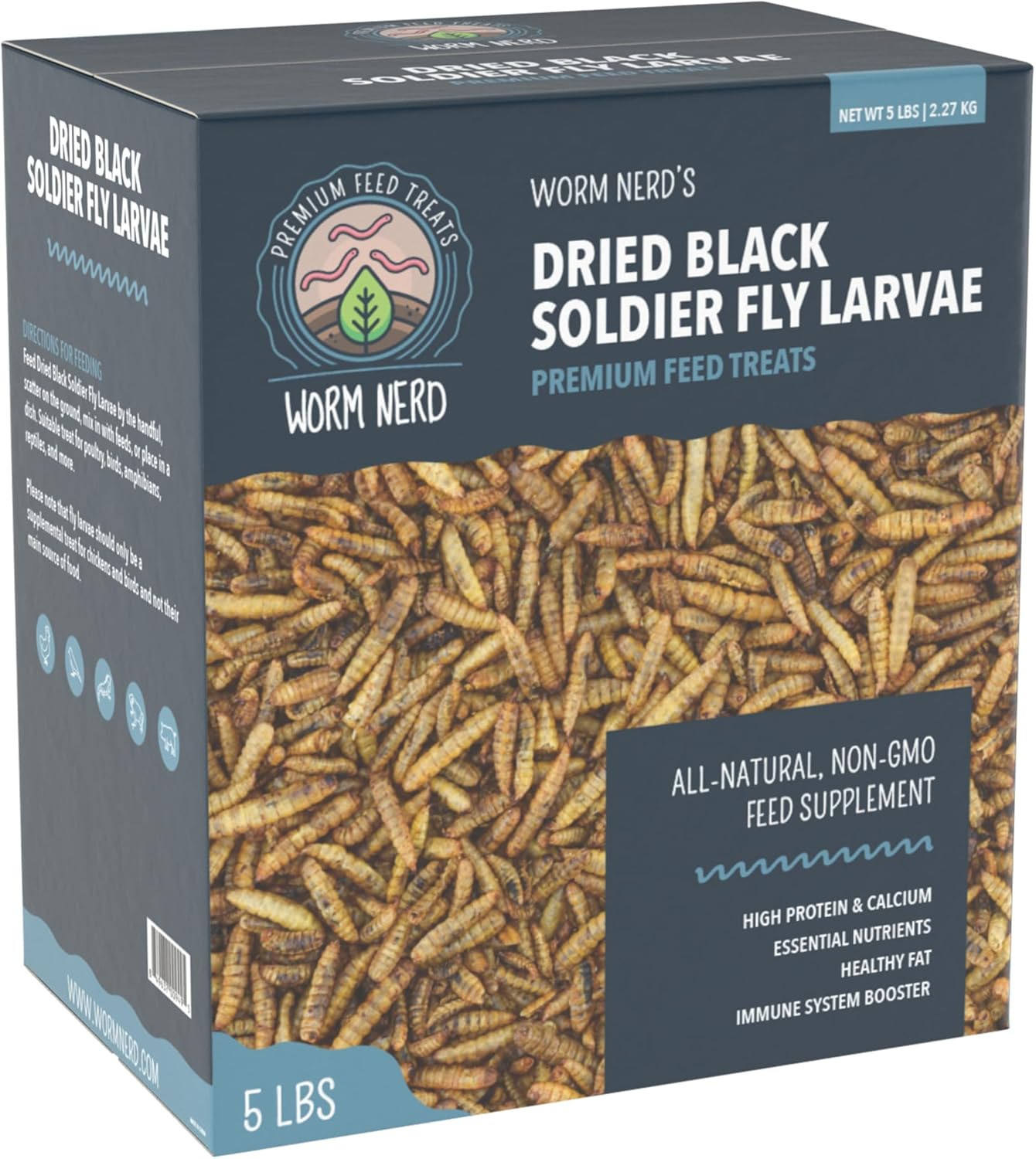 WN63 Dried Black Soldier Fly Larvae Non-Gmo High Protein and Calcium Treat for Chickens, Birds, Reptiles, Amphibians, Fish