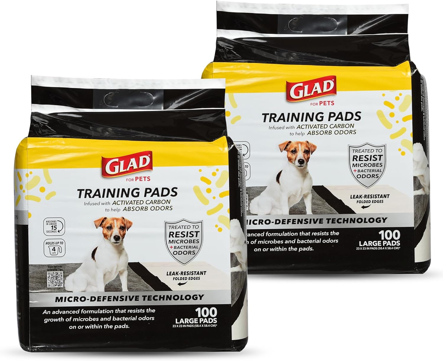 Glad for Pets Black Charcoal Puppy Pads - Super Absorbent Disposable Dog Pee Pads, Potty Training Pads, and Pet Supplies - Dog Pee Pads for Crate Training and Indoor