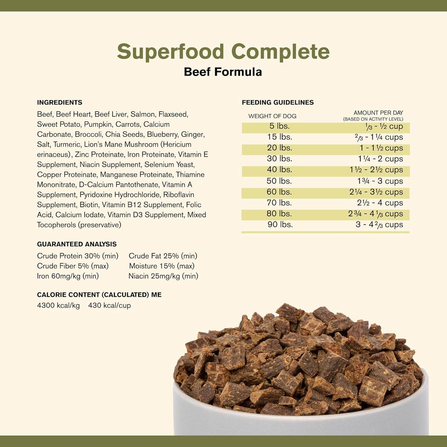 By Katherine Heigl- Superfood Complete Beef Formula Adult Dog Food, Air-Dried, High Protein, Zero Fillers, Superfood Nutrition