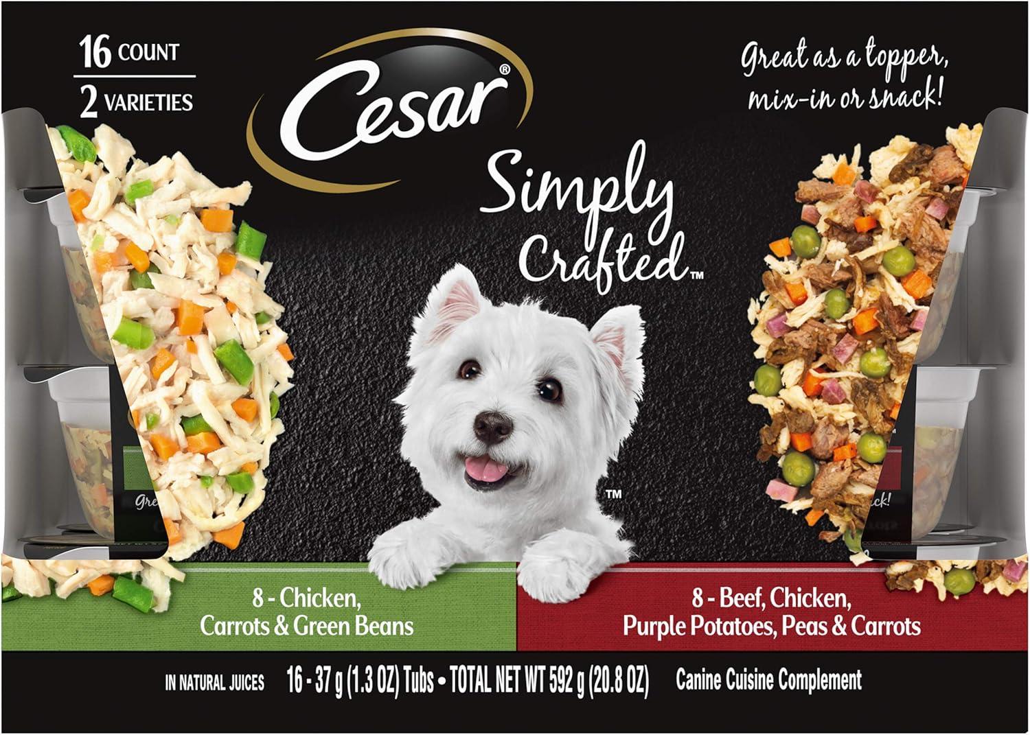 Simply Crafted Adult Wet Dog Food Meal Topper, Chicken, Carrots, Barley & Spinach