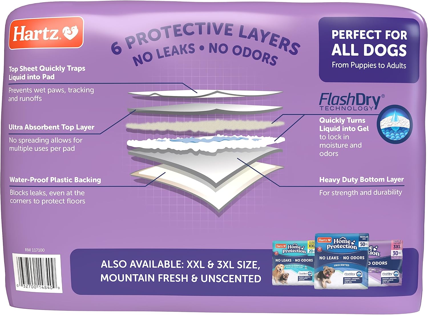 Hartz Home Protection Lavender Scented Dog Pads, Super Absorbent & Won'T Leak, Odor Eliminating