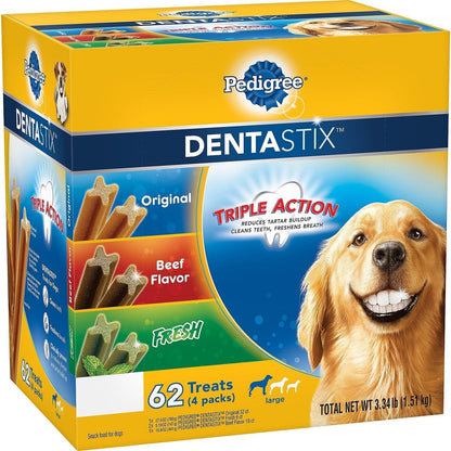 PEDIGREE DENTASTIX Large Dog Dental Care Treats Original, Beef & Fresh Variety Pack