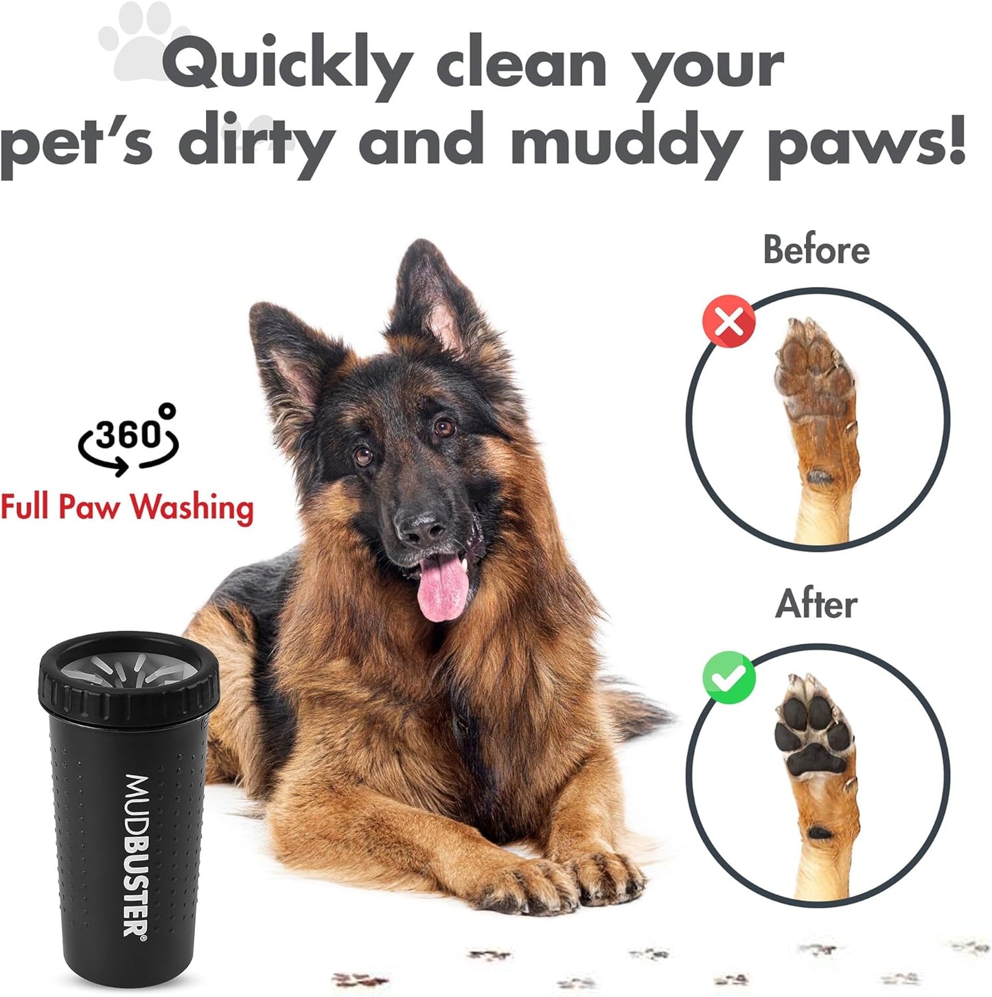 Dexas Medium Dog Paw Cleaner - Premium Quality Pet Supplies and Dog Accessories - Easy to Use and Clean Mudbuster for Dogs - Patented Product - BPA Free