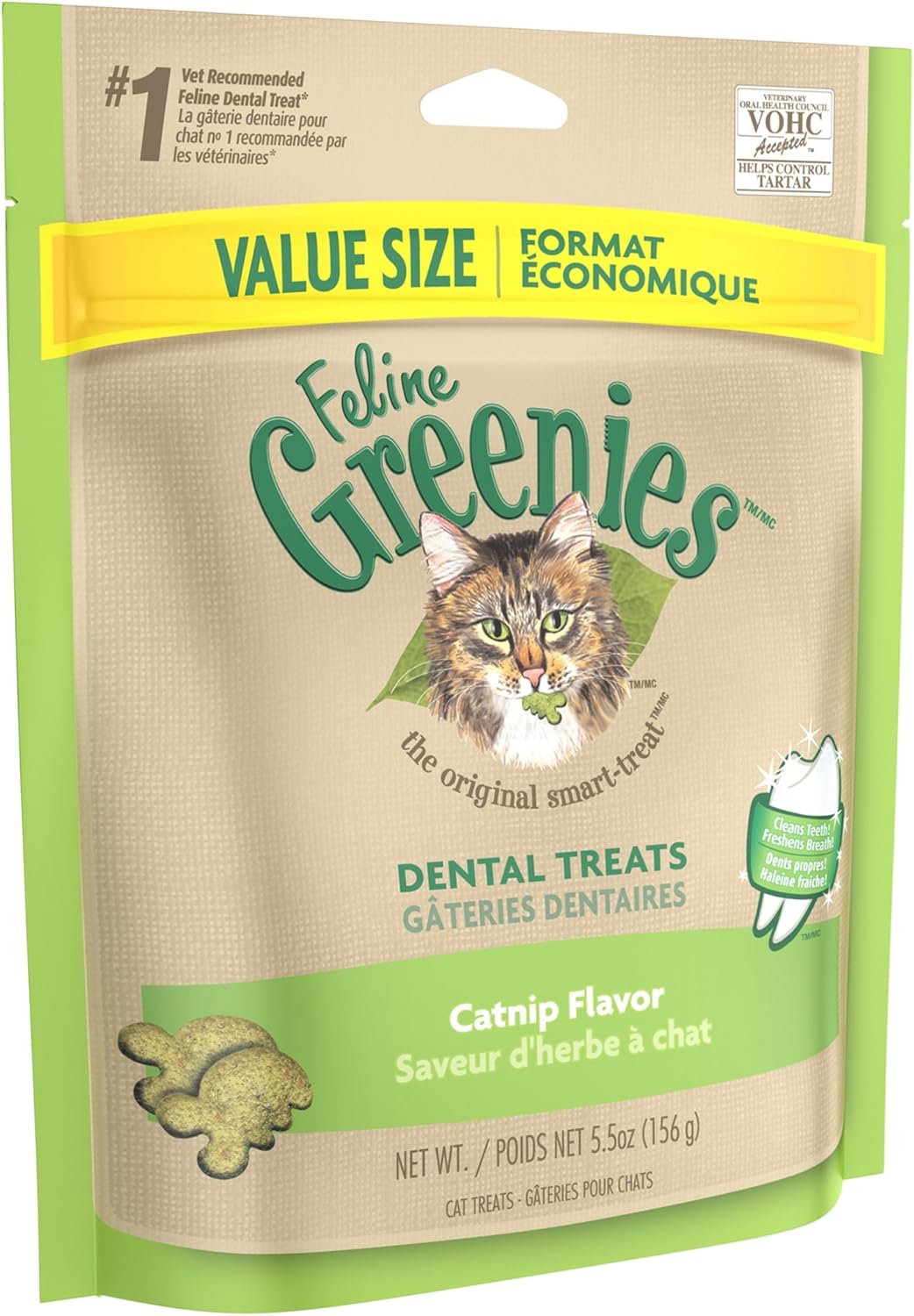 FELINE GREENIES Natural Dental Care Cat Treats Catnip Flavor