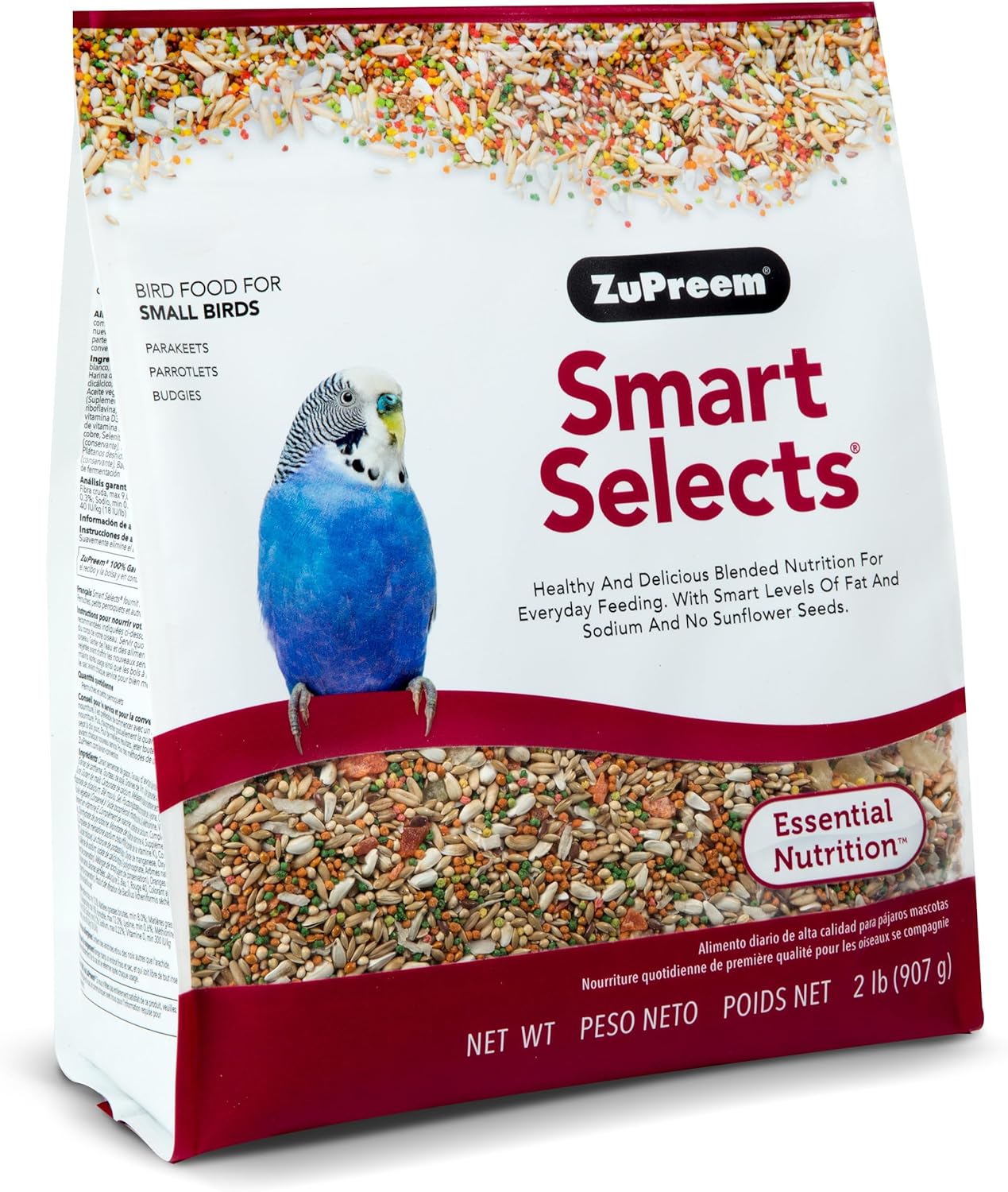 Zupreem Fruitblend Bird Pellets, Daily Bird Food for Parakeet, Budgie, Parrotlet, Dove, Core Nutrition for Small Birds, Made in USA, Parakeet Food, Budgie Food