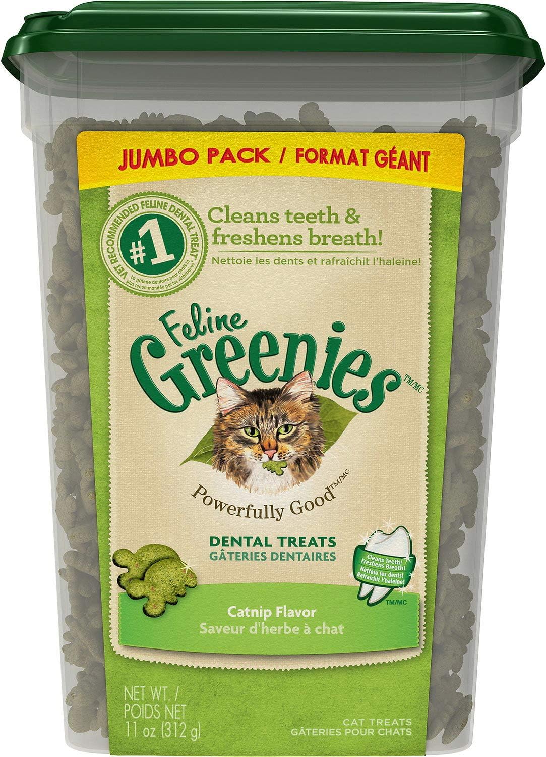 FELINE GREENIES Natural Dental Care Cat Treats Catnip Flavor