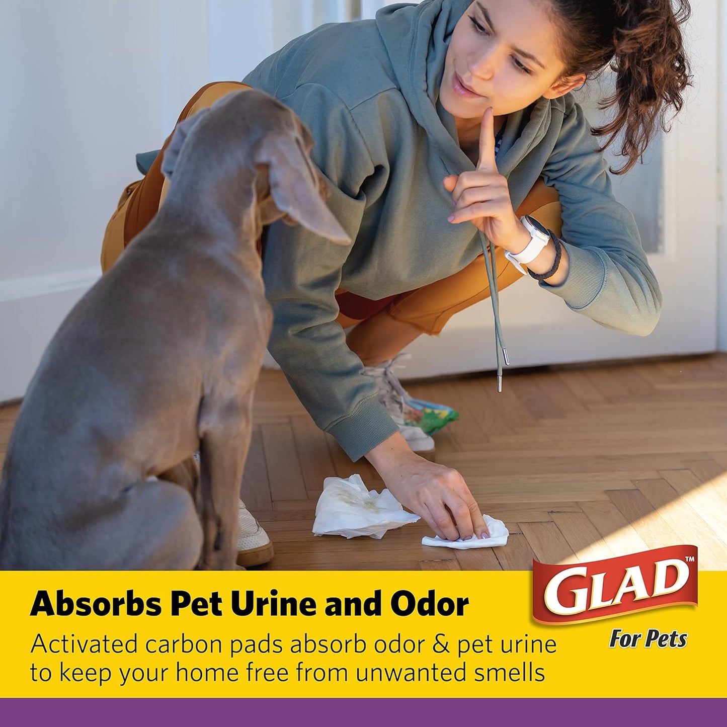 Glad for Pets JUMBO-SIZE Charcoal Puppy Pads, All-In-One, Black Training Pads That ABSORB & Neutralize Urine Instantly, New & Improved Quality Puppy Pee Pads