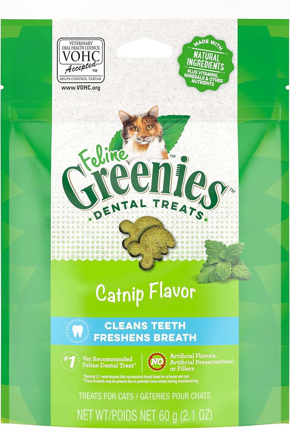 FELINE GREENIES Natural Dental Care Cat Treats Catnip Flavor