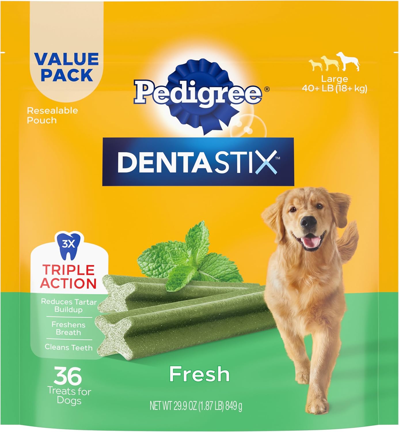 PEDIGREE DENTASTIX Large Dog Dental Care Treats Original, Beef & Fresh Variety Pack