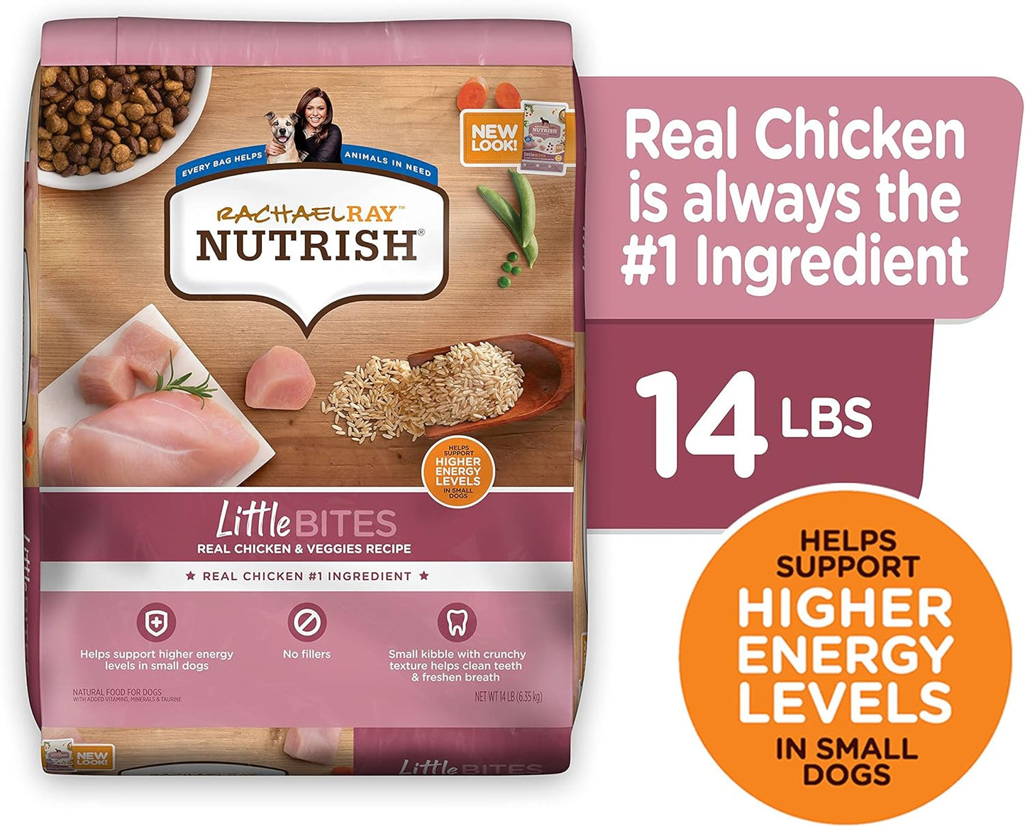 Rachael Ray Nutrish Little Bites Dry Dog Food, Chicken & Veggies Recipe for Small Breeds