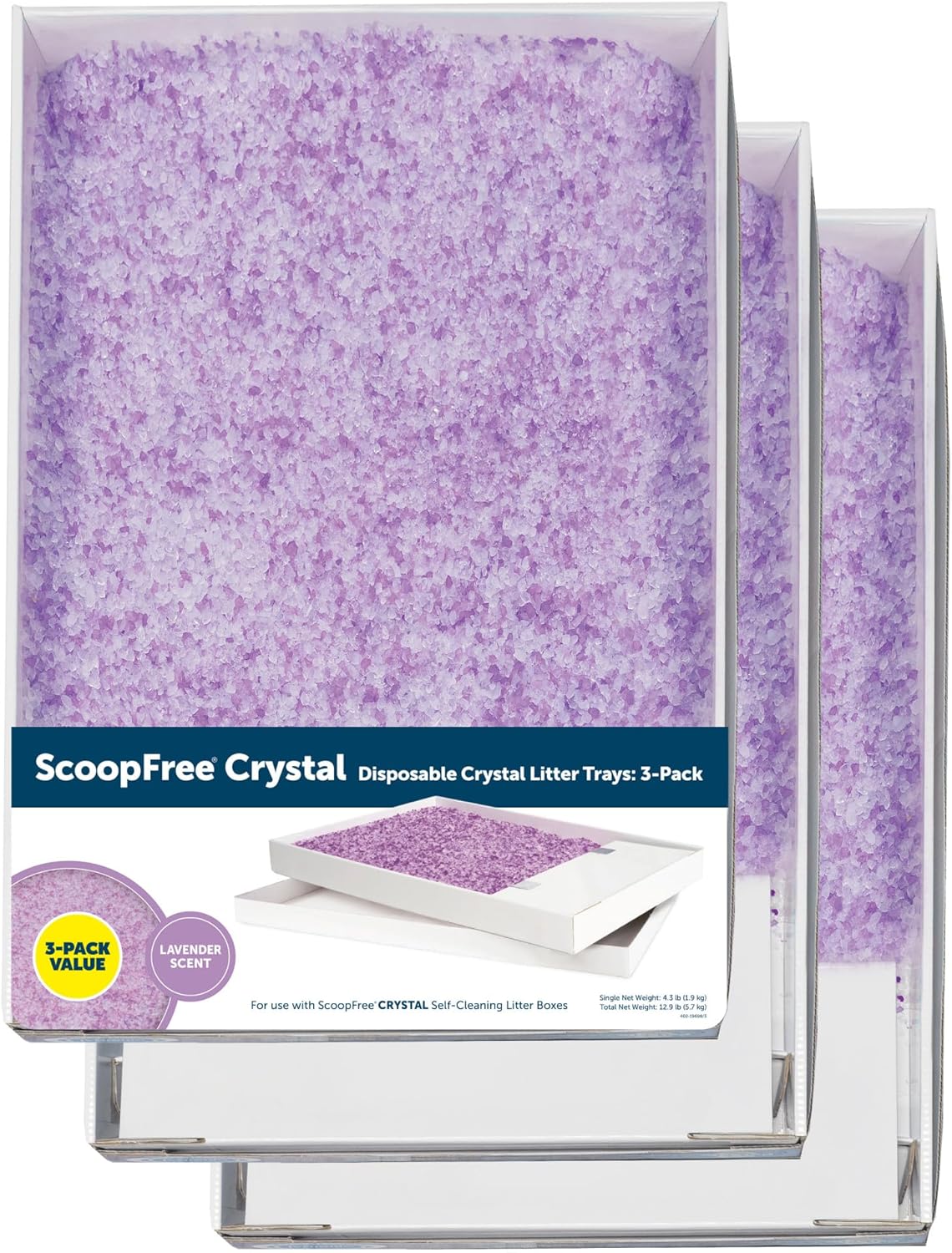 Scoopfree Crystal Cat Litter Tray Refills - Fresh Scent, Includes Leak Protection & Low Tracking Litter - Absorbs Odors on Contact