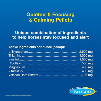 Farnam Quietex II Horse Calming Supplement Pellets, Helps Manage Nervous Behavior and Keep Horses Calm & Composed in Stressful Situations