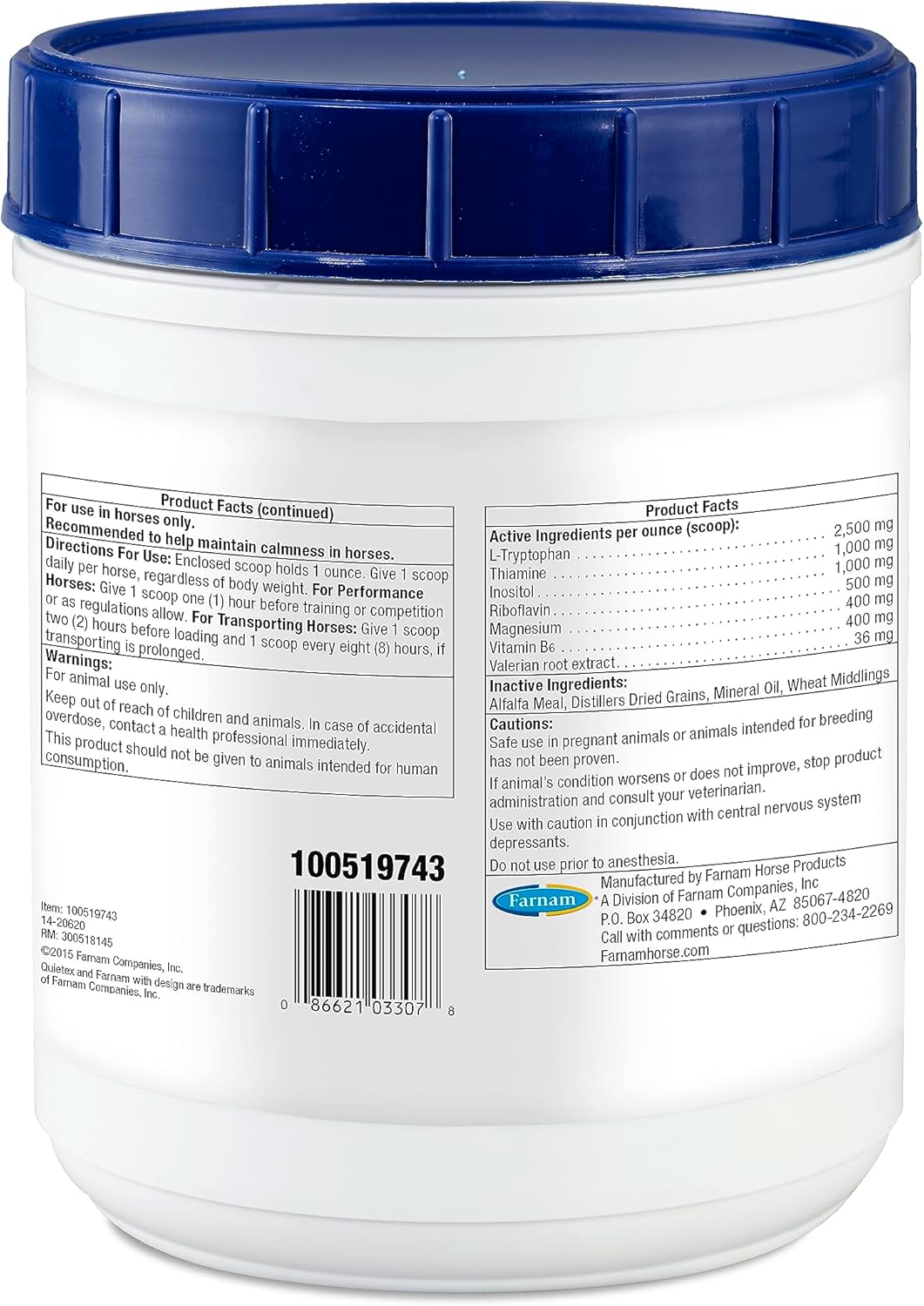 Farnam Quietex II Horse Calming Supplement Pellets, Helps Manage Nervous Behavior and Keep Horses Calm & Composed in Stressful Situations