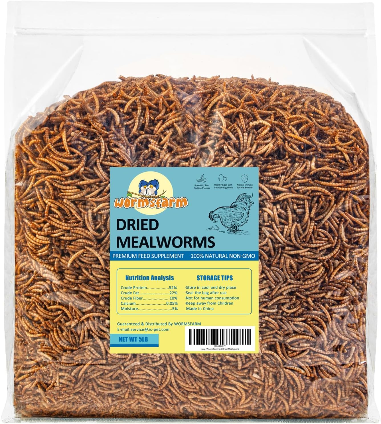 Dried Mealworms for Wild Birds Chickens Feed for Laying Hens,Ducks,Reptiles