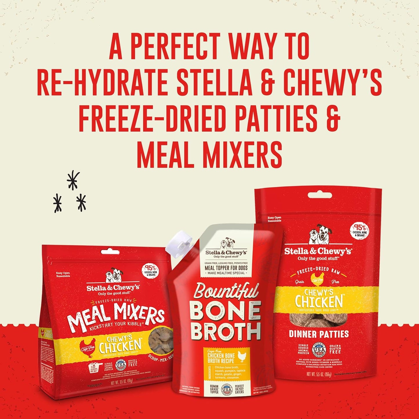 Stella & Chewy'S Bountiful Bone Broth Cage-Free Chicken Recipe Meal Topper for Dogs