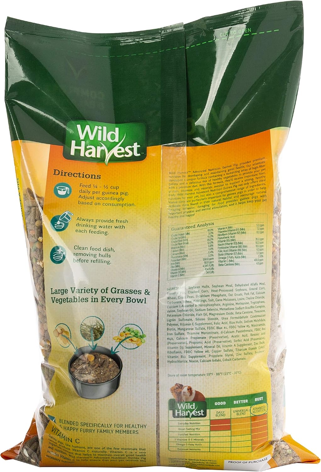 Wild Harvest Advanced Nutrition Guinea Pig 8 Pounds, Complete and Balanced Diet, Pack of 3 (G19708)