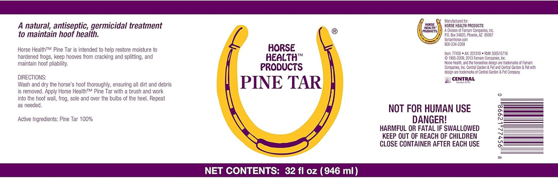 Flagline Horse Health Pine Tar, Natural Topical Antiseptic for Use on Horse Hooves, Helps Retain Moisture, Helps Keep Hooves from Cracking and Splitting