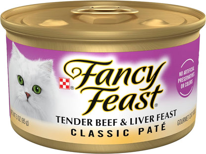 Poultry and Beef Feast Classic Pate Collection Grain Free Wet Cat Food Variety Pack - (Pack of 30) 3 Oz. Cans