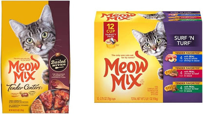 Meow Mix Tender Centers Basted Bites Dry Cat Food, Crunchy outside Meaty Inside