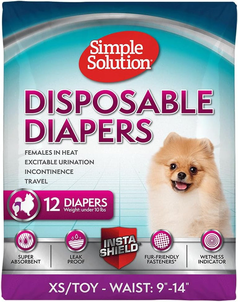 Simple Solution Disposable Dog Diapers for Female Dogs, True Fit, Absorbent, Leak Proof with Wetness Indicator, XL Puppy & Doggie Period Pad and Pee Diaper, for Large Pets