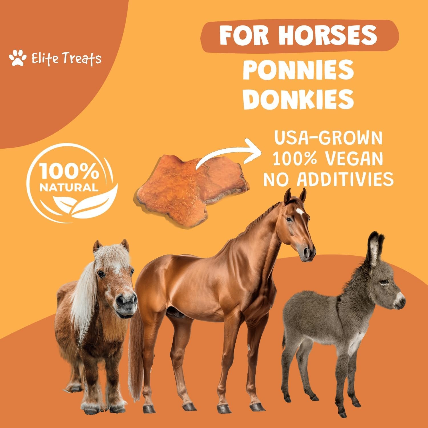 Horse Treats - Sweet Potato & Carrot, All Natural, Dehydrated Treat, Made in the USA for Horses, Ponies, Donkeys, Made with Real Sweet Potato Slices and Carrot Concentrate