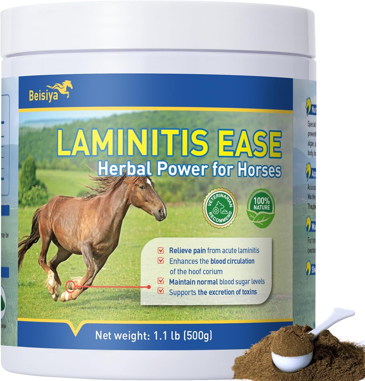 Horse Laminitis Treatment - Natural Herbal Powder Hoof Supplements for Horses with Laminitis, Ideal for Hoof Care & Sore Feet, Back to Pasture