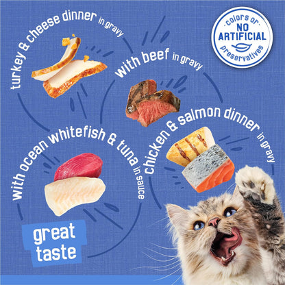 Friskies Wet Cat Food Variety Pack, Shreds Beef, Turkey, Whitefish, and Chicken & Salmon - 5.5 Oz. Cans (Pack of 40)