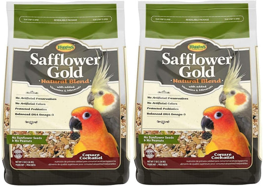 Higgins 2 Pack of Safflower Gold Natural Blend Conure and Cockatiel Food