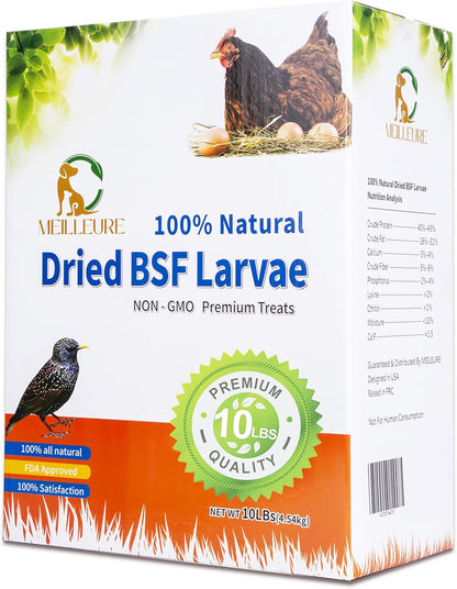 Dried Black Soldier Fly Larvae for Chickens - High Protein Chicken Food 100% Natural - BSF Larvae More Calcium than Dried Mealworms, Chicken Treats for Laying Hens Ducks Birds