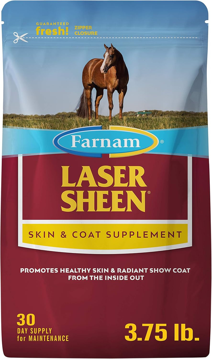 Farnam Laser Sheen Skin & Coat Supplement for Horses, Promotes Healthy Skin & Radiant Coat from the inside Out, 60 Day Supply