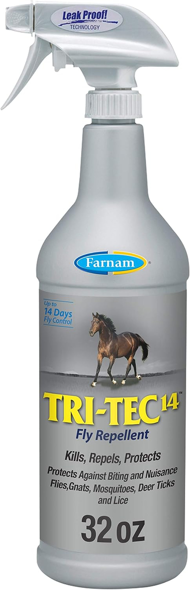 Farnam Tri-Tec 14 Horse Fly Spray, Kills, Repels, Protects, 32 Ounces