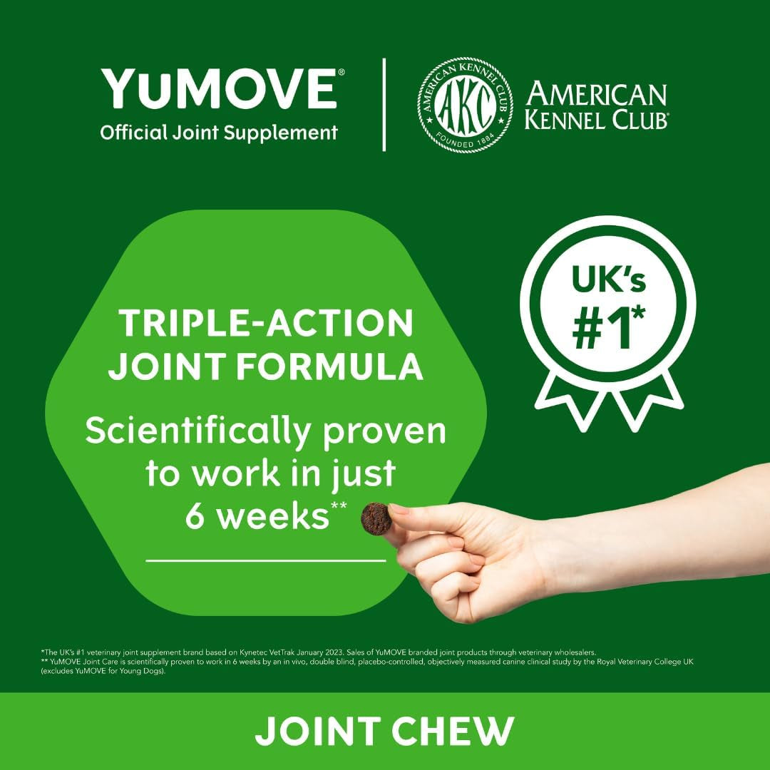 Lintbells Yumove Joint Supplement Dog Chews - Contains Glucosamine, Green Lipped Mussel - Natural Relief from Hip Ache, Stiff Joints - 1 Month’S Supply