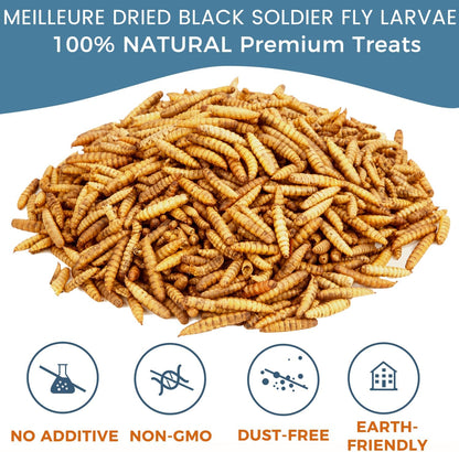 Dried Black Soldier Fly Larvae for Chickens - High Protein Chicken Food 100% Natural - BSF Larvae More Calcium than Dried Mealworms, Chicken Treats for Laying Hens Ducks Birds