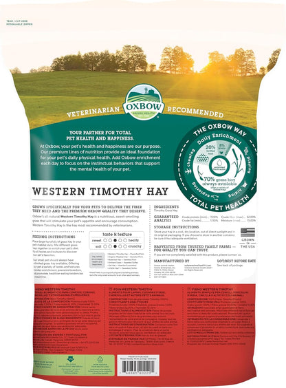 Oxbow Animal Health Western Timothy Hay - All Natural Hay for Rabbits, Guinea Pigs, Chinchillas, Hamsters & Gerbils