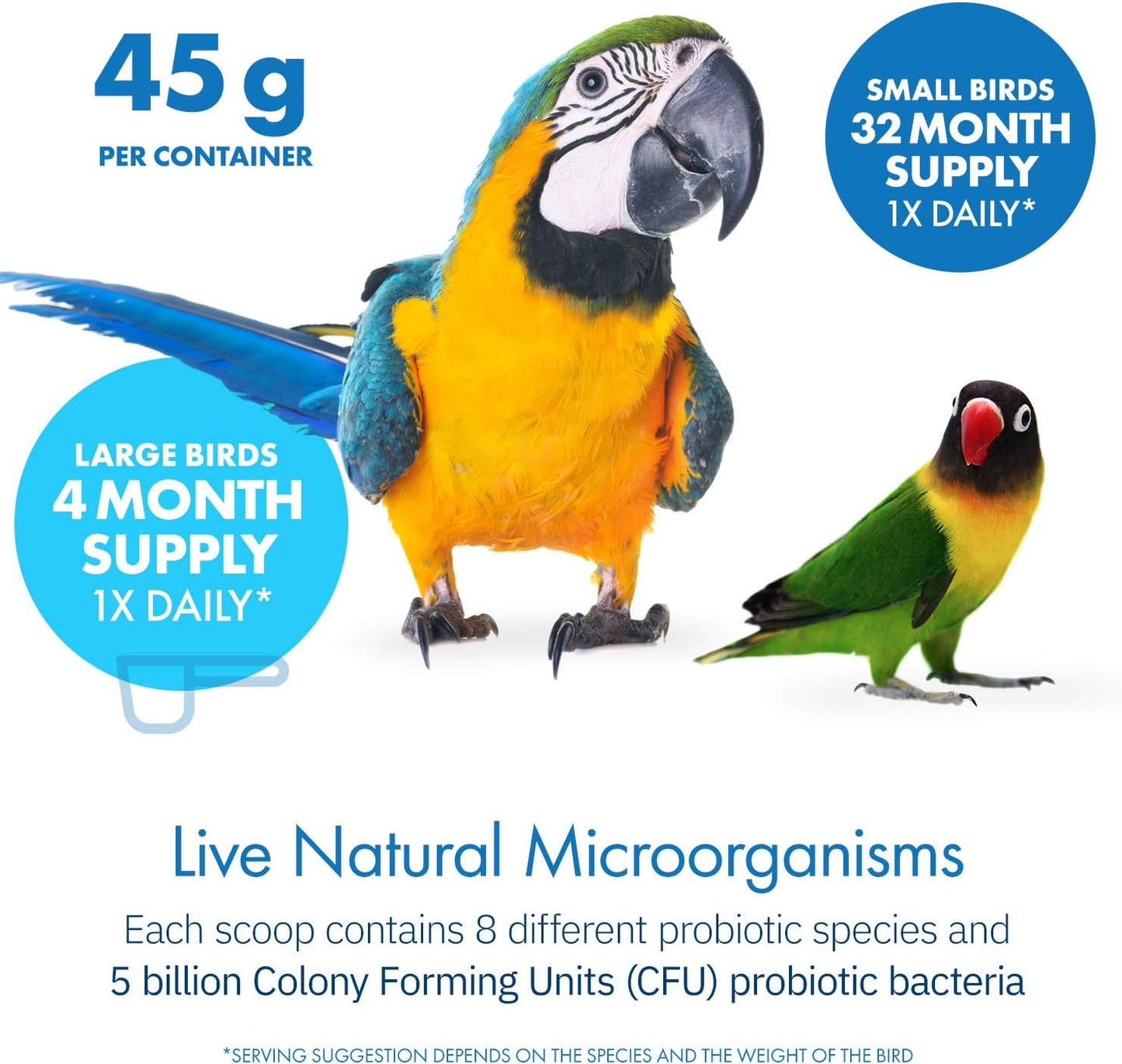 Healthygut™ Avian Probiotics Dietary Supplement for Parrots, All-Natural Digestive System Formula