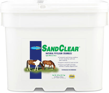 Sand Clear for Horses Natural Psyllium Crumbles, Veterinarian Recommended to Support the Removal of Sand & Dirt from the Ventral Colon, 3 Lbs., 9 Scoops