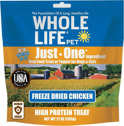 Whole Life Pet Just One Chicken Dog and Cat Value Packs - Human Grade, Freeze Dried, One Ingredient - Protein Rich, Grain Free, Made in the USA