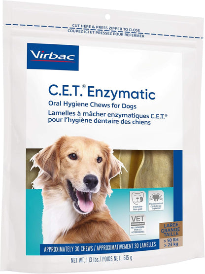 Virbac C.E.T. Enzymatic Oral Hygiene Chews for Dogs, Beef