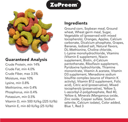 Zupreem Fruitblend Flavor Pellets Bird Food for Large Birds, Daily Blend Made in USA for Amazons, Macaws, Cockatoos