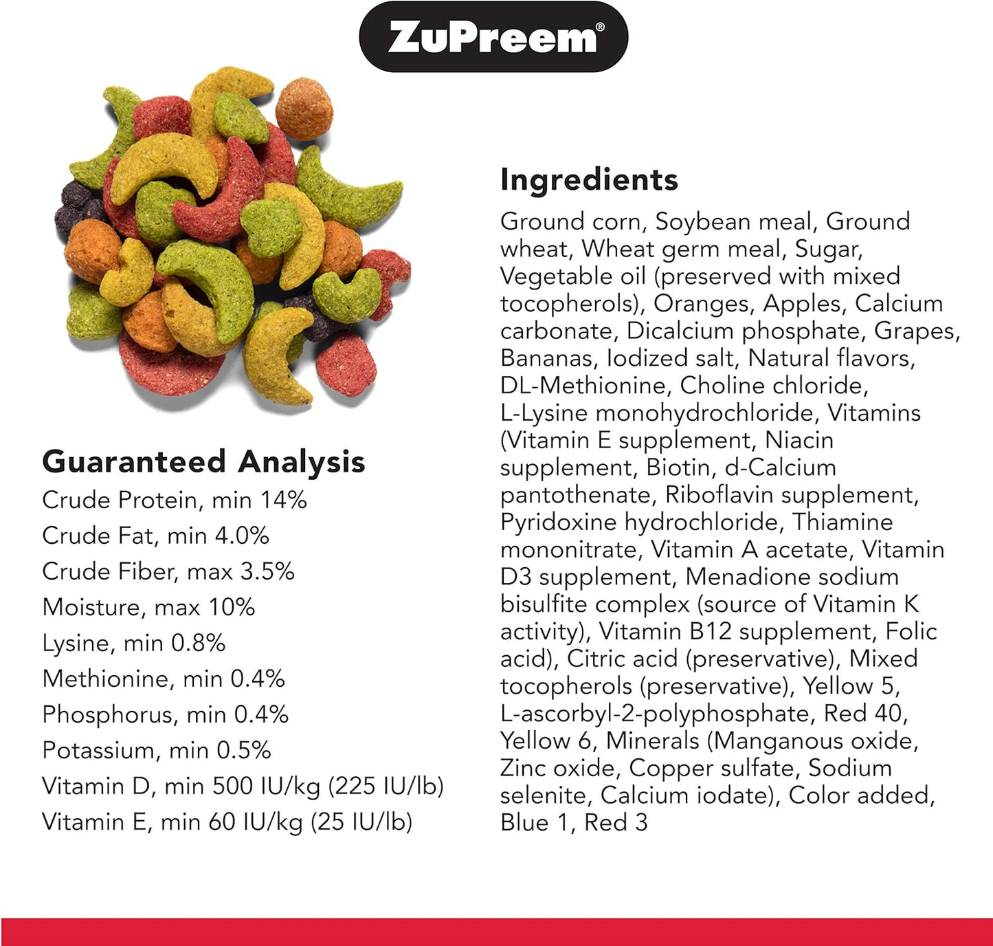 Zupreem Fruitblend Flavor Pellets Bird Food for Large Birds, Daily Blend Made in USA for Amazons, Macaws, Cockatoos