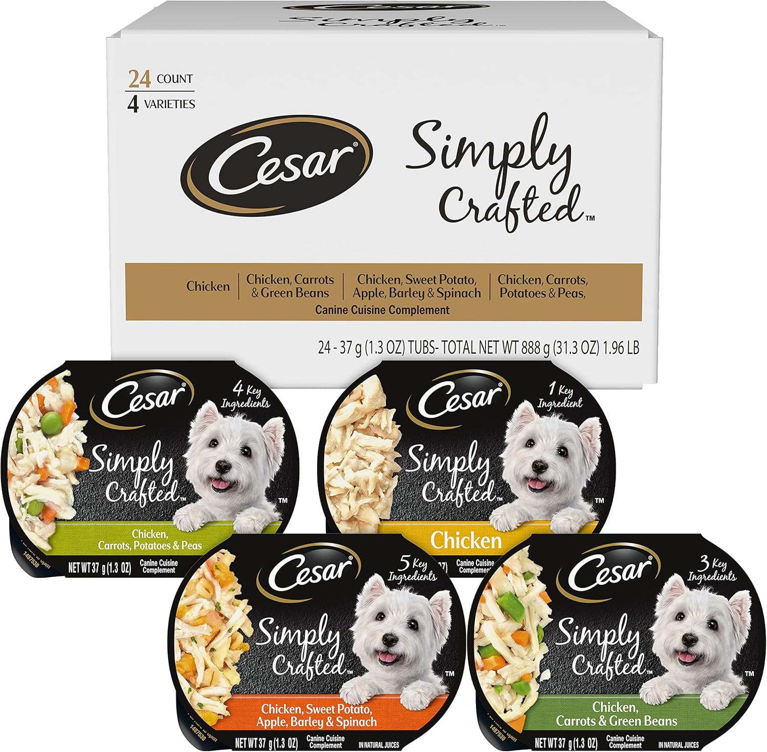 Simply Crafted Adult Wet Dog Food Meal Topper, Chicken, Carrots, Barley & Spinach