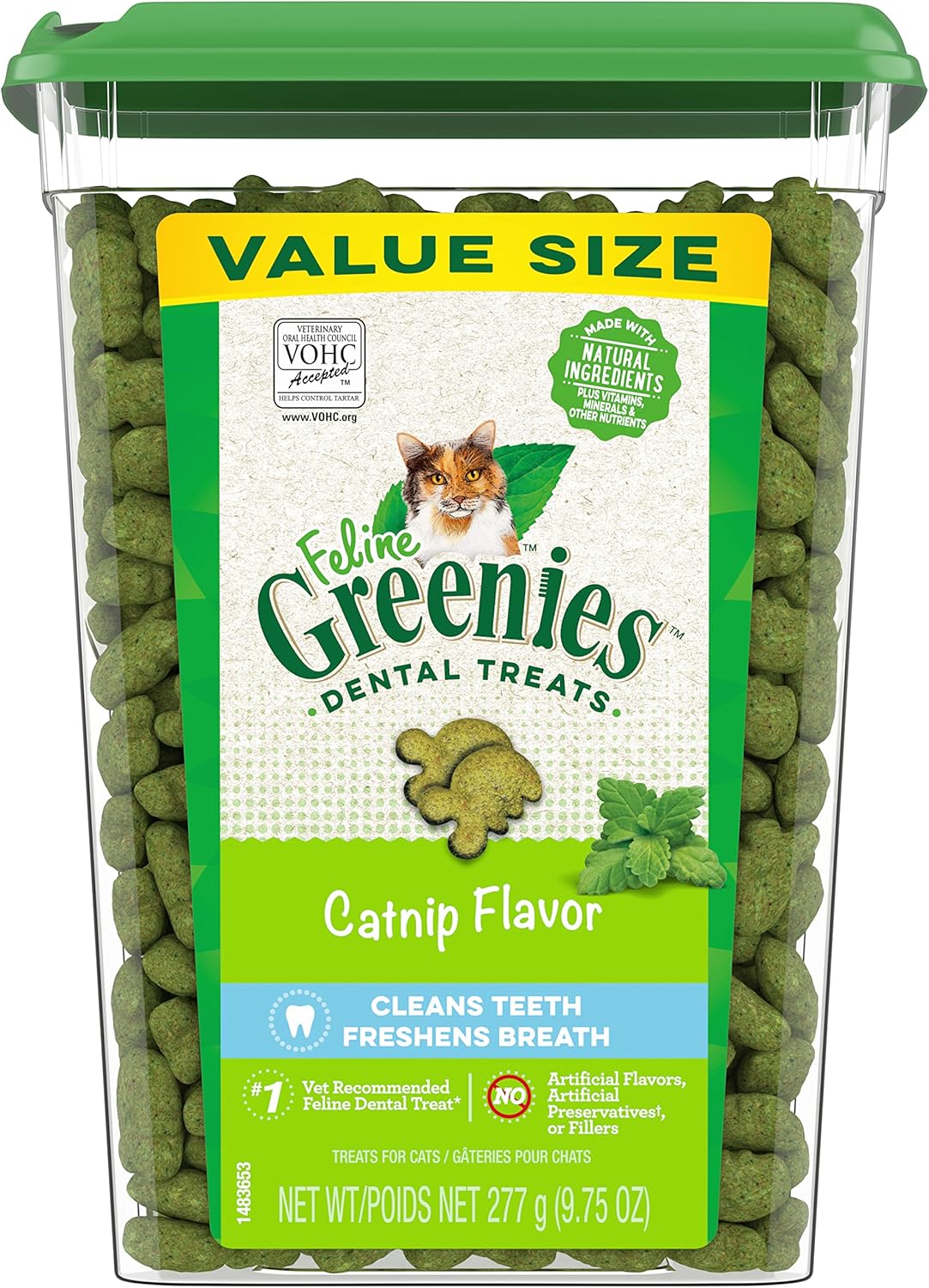 FELINE GREENIES Natural Dental Care Cat Treats Catnip Flavor