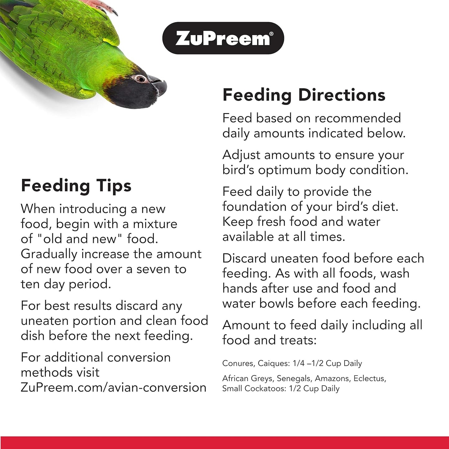 Zupreem Fruitblend Flavor Pellets Bird Food for Parrots and Conures - Daily Blend Made in USA for Caiques, African Greys, Senegals, Amazons, Eclectus, Small Cockatoos