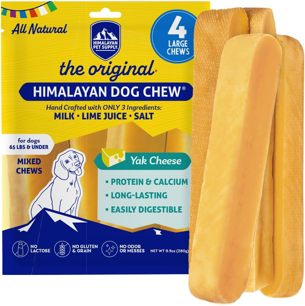 Himalayan Dog Chew Original Yak Cheese Dog Chew, Gluten Free, Healthy Dog Treats, Grain & Lactose Free 100% Natural, Long Lasting Dog Chews for Dogs under 65 Lbs