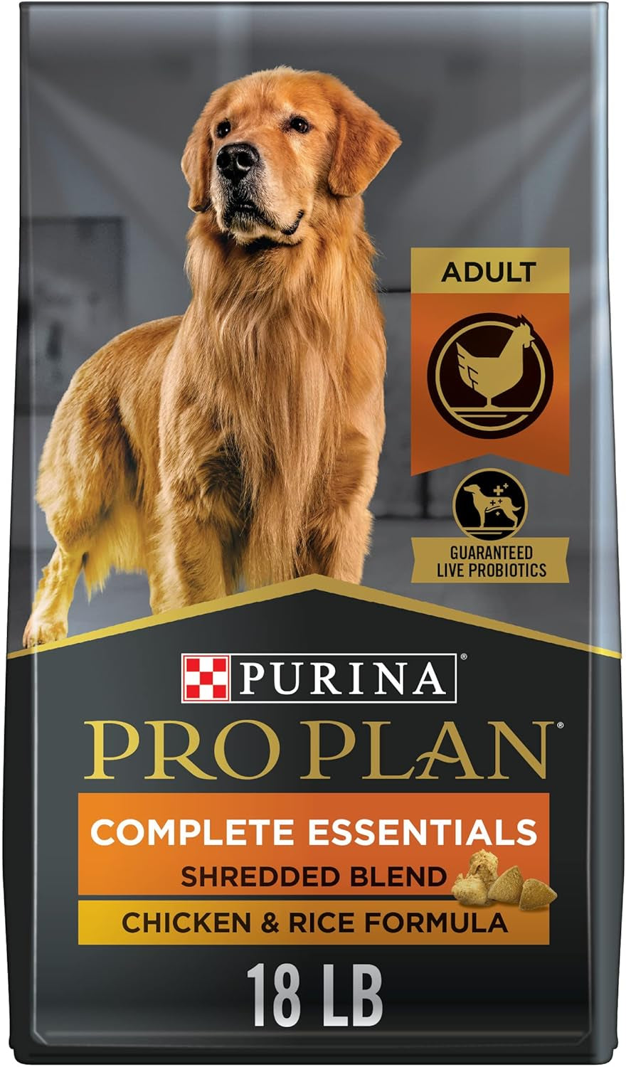 Purina Pro Plan High Protein Dog Food With Probiotics for Dogs, Shredded Blend Chicken & Rice Formula