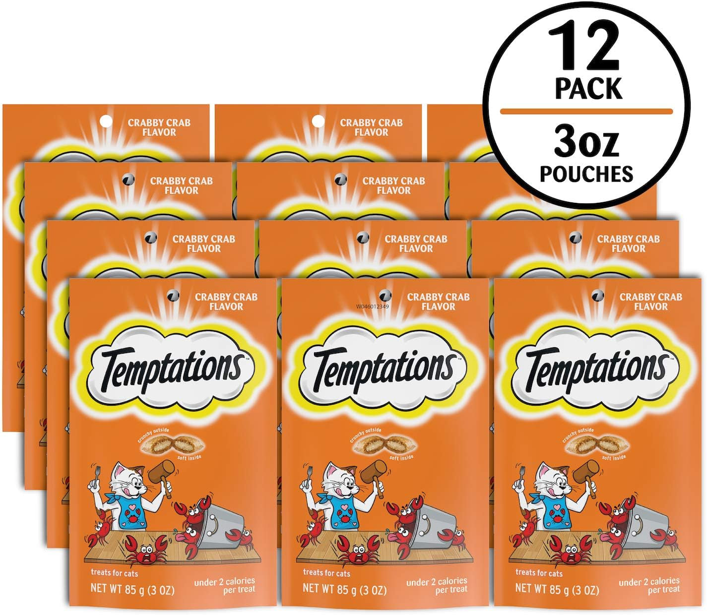 Temptations Classic Crunchy and Soft Cat Treats Crabby Crab Flavor, 3 Oz. Pouch (Pack of 12)