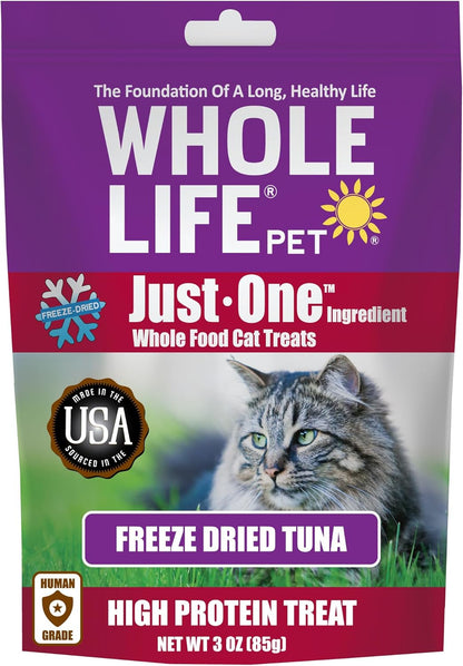 Whole Life Pet Just One Freeze Dried Cat Treats - Human Grade Cat Food Toppers, High Protein Cat Snacks, USA Made Natural Cat Treats