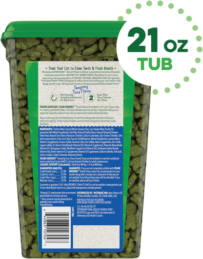 FELINE GREENIES Natural Dental Care Cat Treats Tempting Tuna Flavor