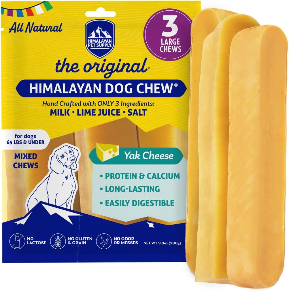 Himalayan Dog Chew Original Yak Cheese Dog Chew, Gluten Free, Healthy Dog Treats, Grain & Lactose Free 100% Natural, Long Lasting Dog Chews for Dogs under 65 Lbs